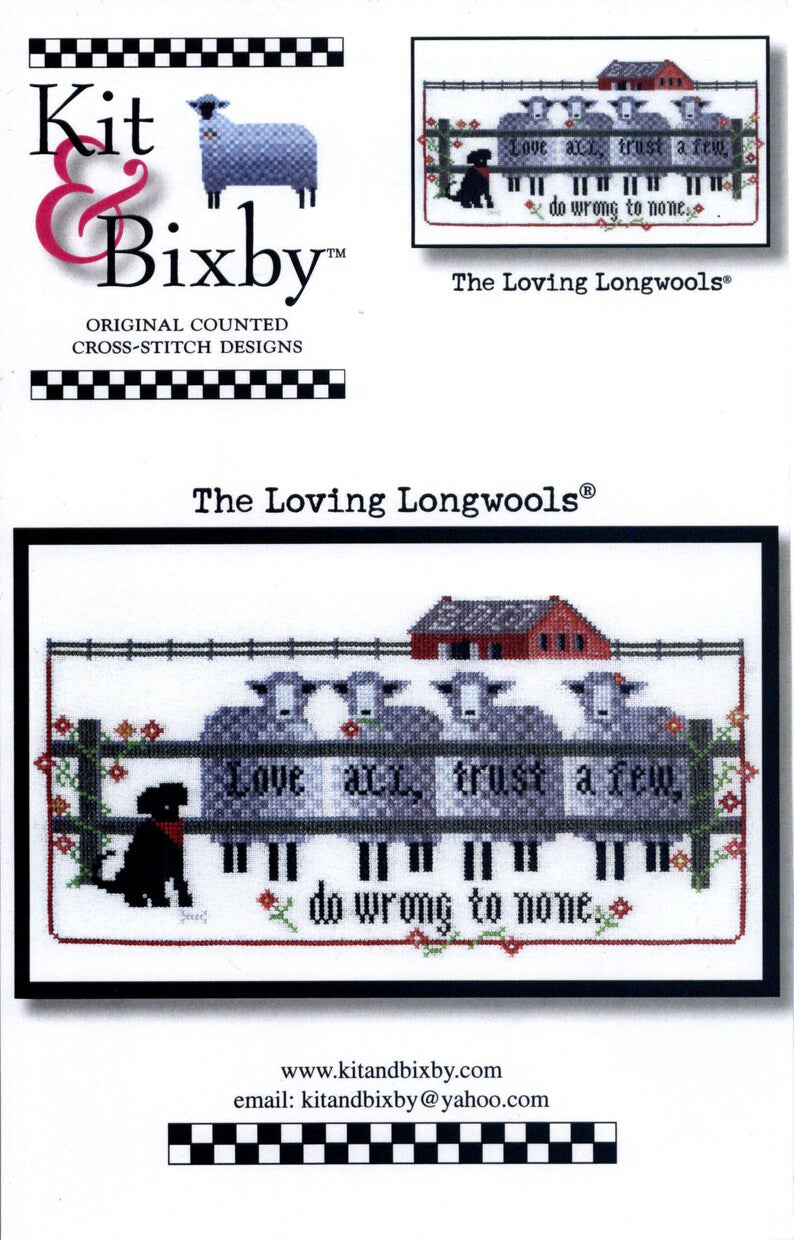 Kit & Bixby The Loving Longwools sheep cross stitch pattern