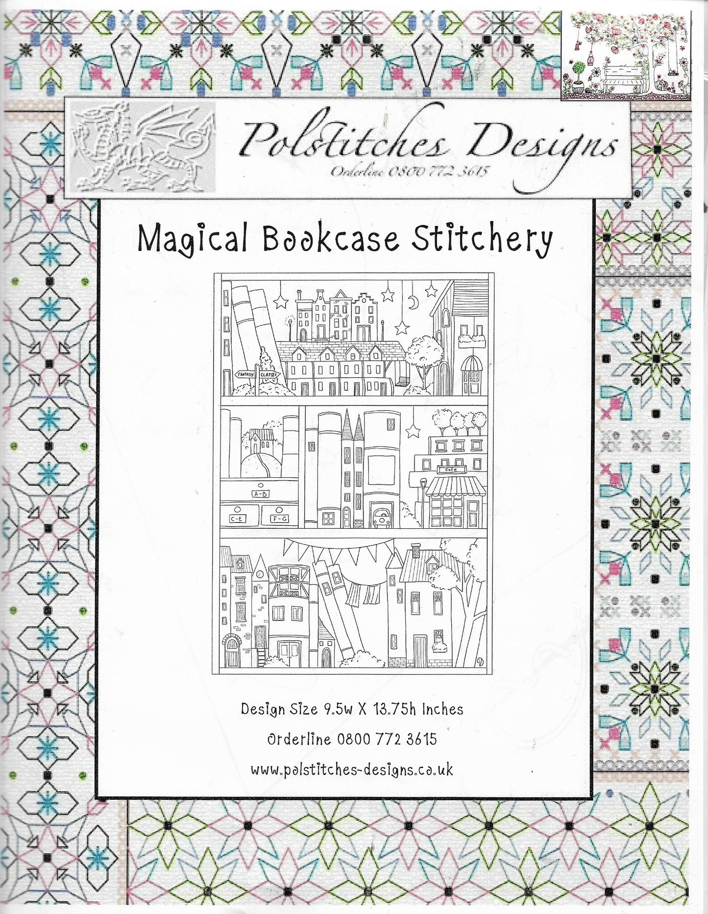 Polstitches Designs Magical Bookcase Stitchery Embroidery pattern