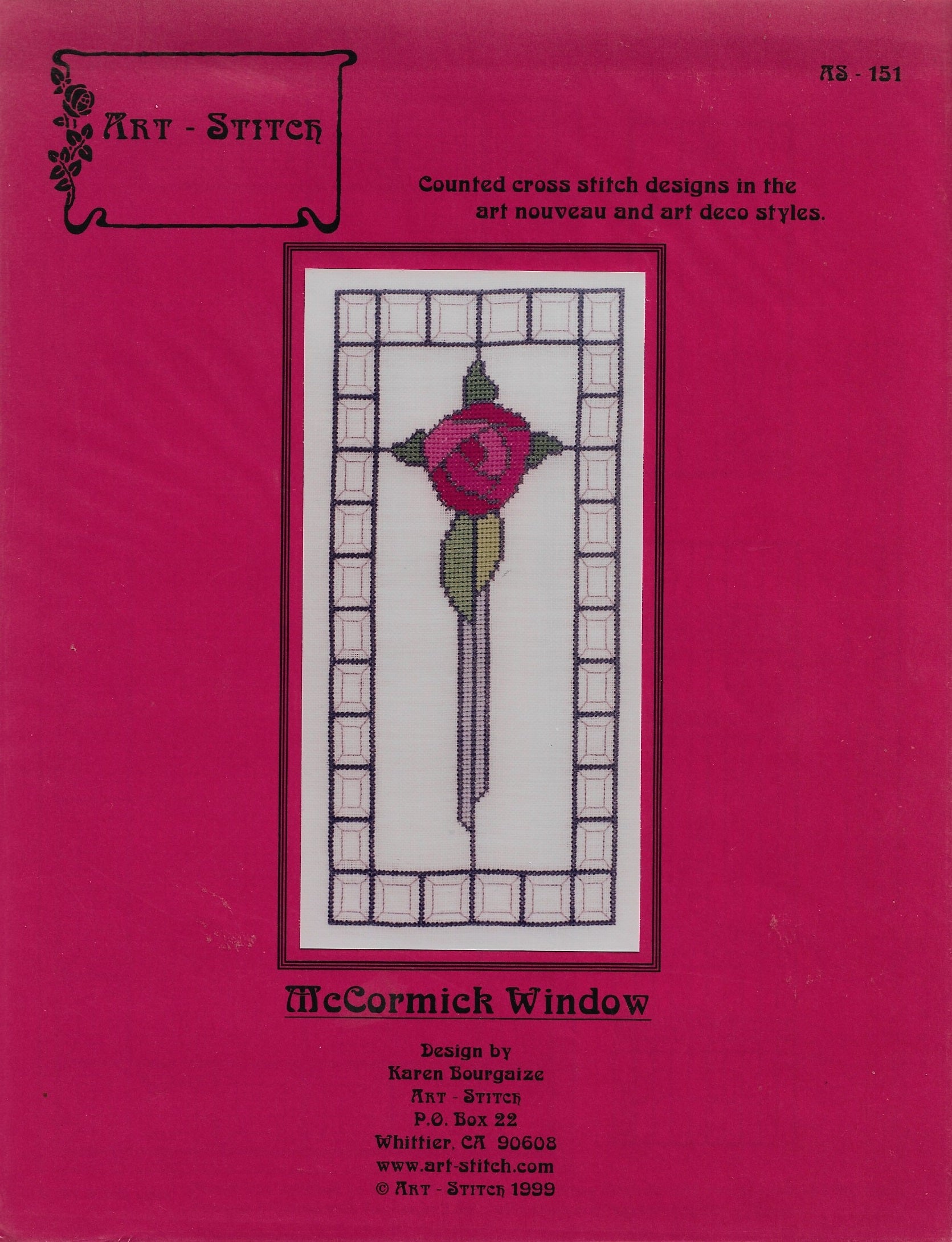 Art-Stitch McCormick Window Karen Bourgaize rose cross stitch pattern