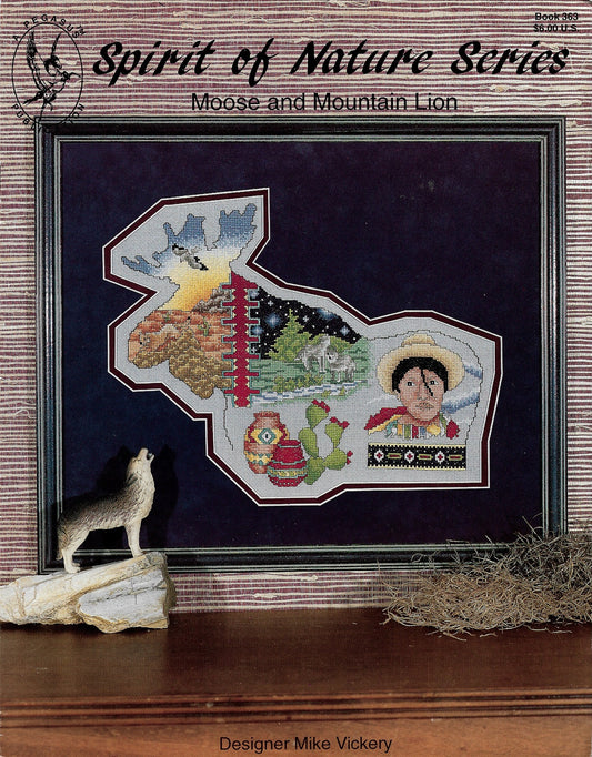 Pegasus Moose and Mountain Lion 363 native american cross stitch pattern