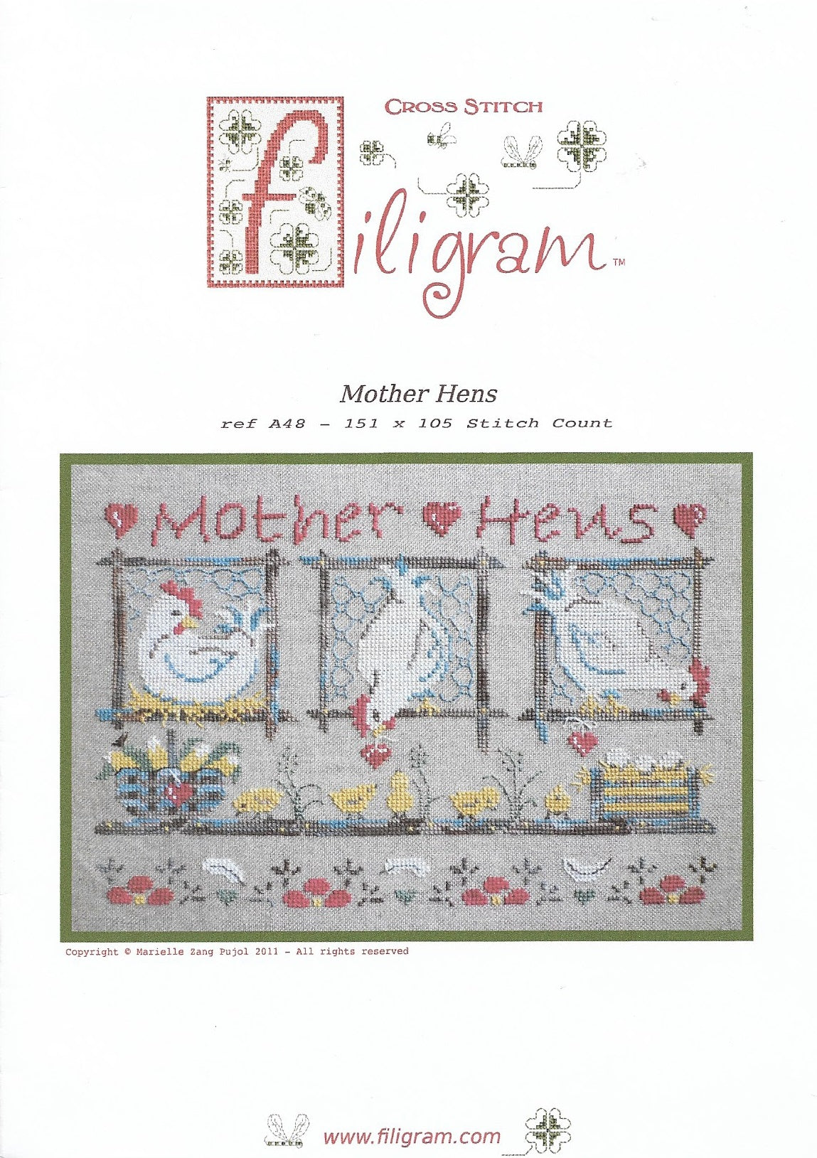 Filigram Mother hens cross stitch pattern