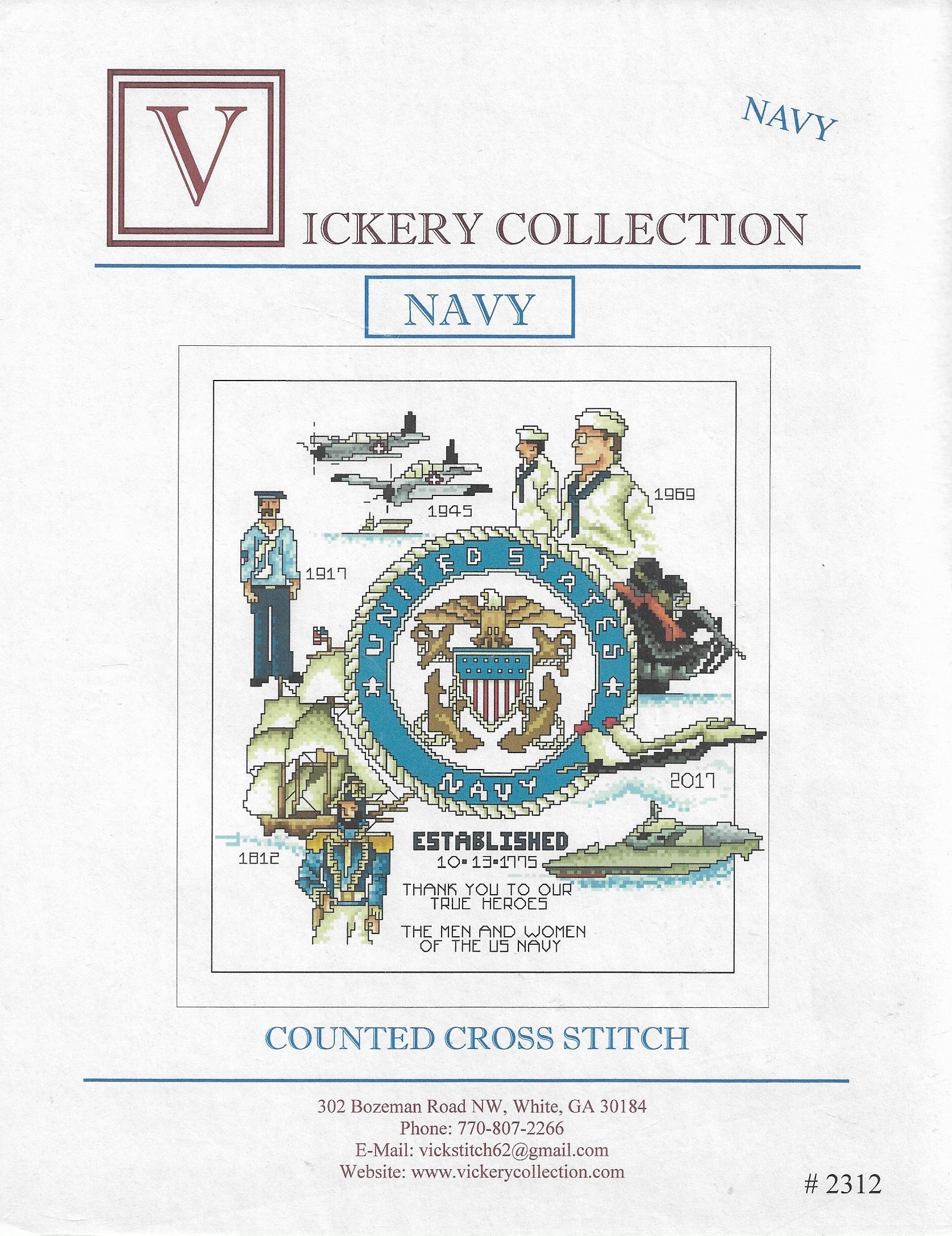 Vickery Collection Navy 2312 cross stitch pattern