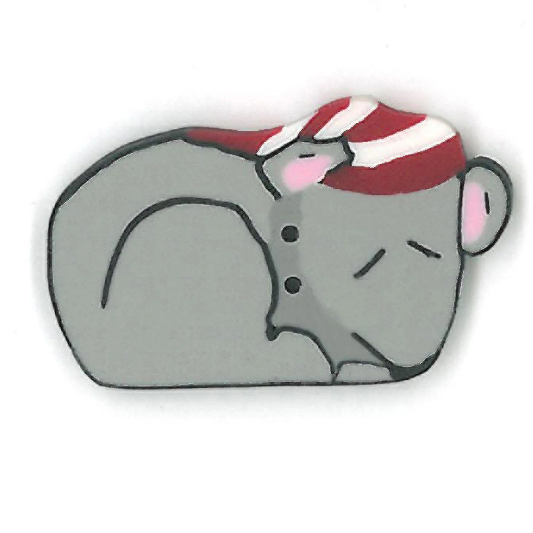 Just Another Button Company Sleeping Mouse, NH1023 clay 2-hole button