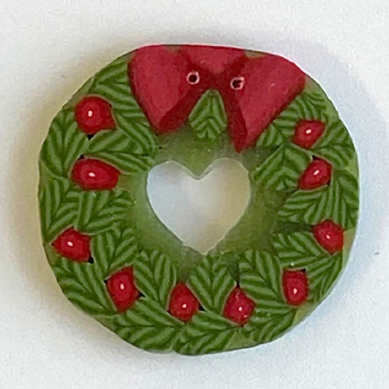 Just Another Button company Wreath, NH1025 clay button