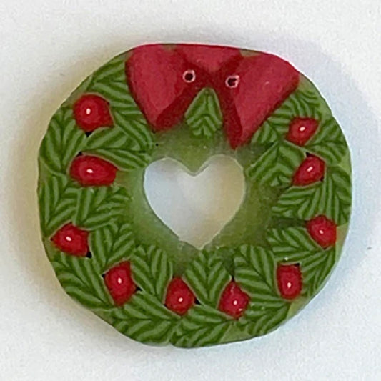 Just Another Button company Wreath, NH1025 clay button