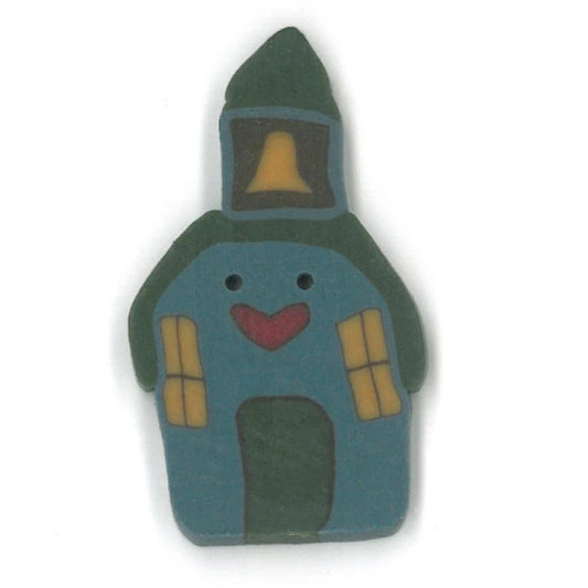 Just Another Button Company School House, NH1026 clay handmade 2-hole button