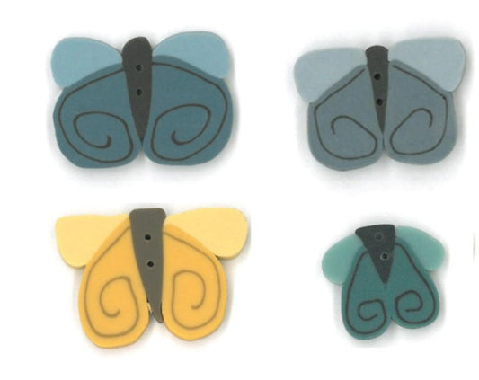 Just Another Button Company Swirl Butterfly, NH1049 clay handmade 2-hole button