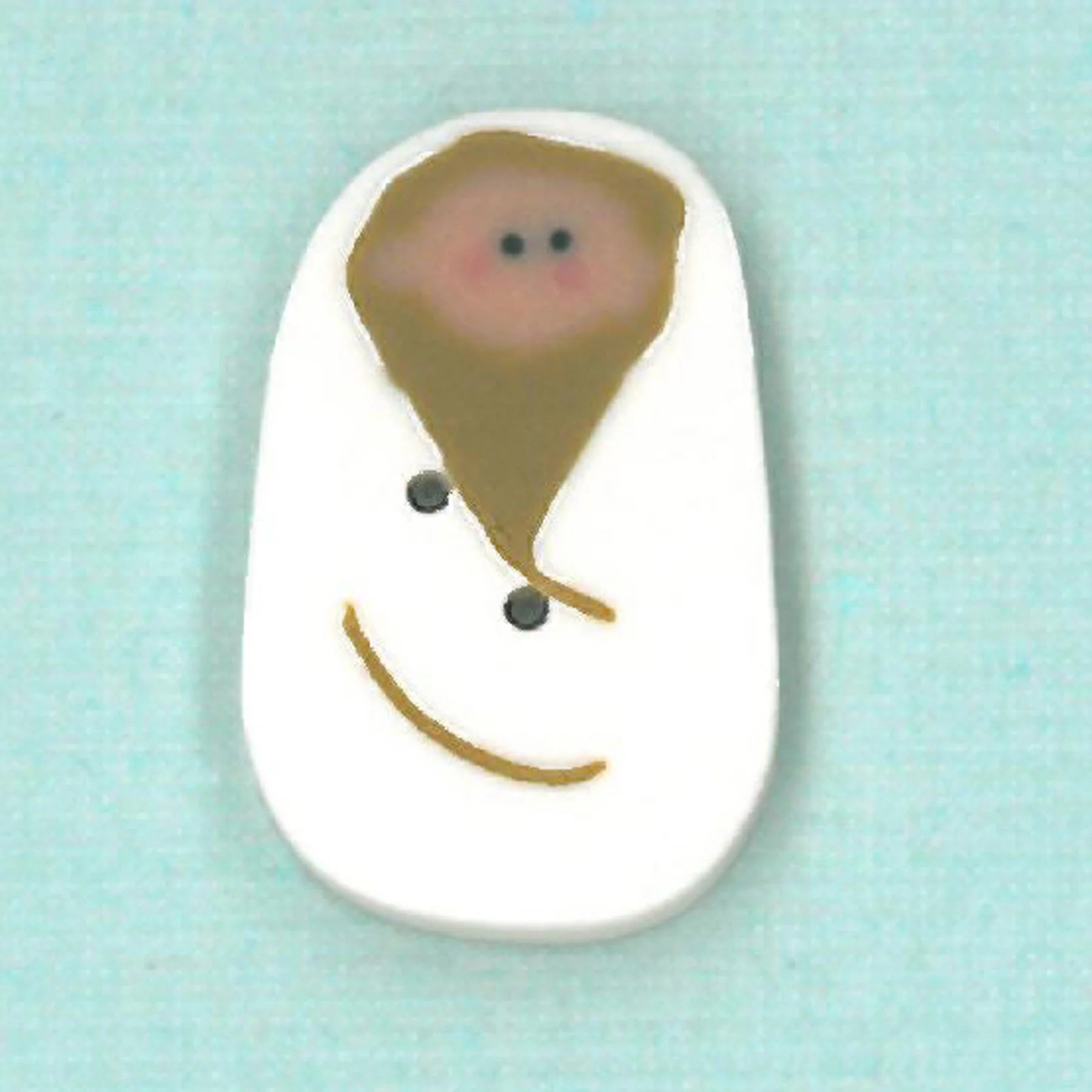 Just Another Button Company Baby Jesus, NH1050 clay handmade 2-hole button