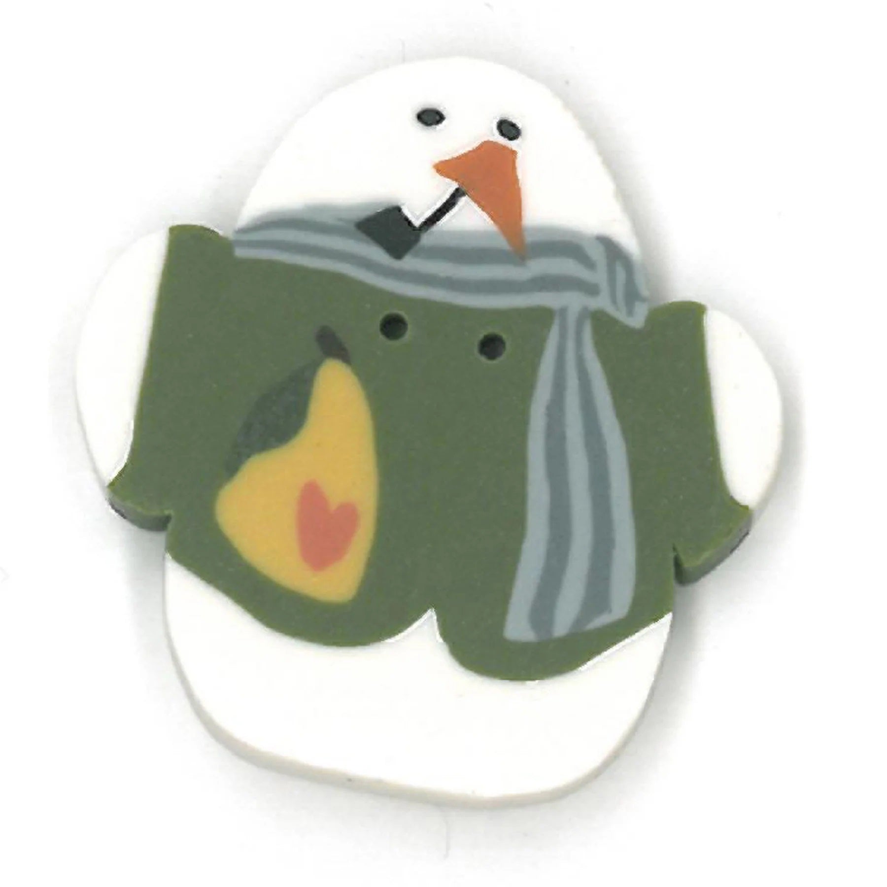 Just Another Button Company Piper Snowman, NH1098.L clay 2-hole button