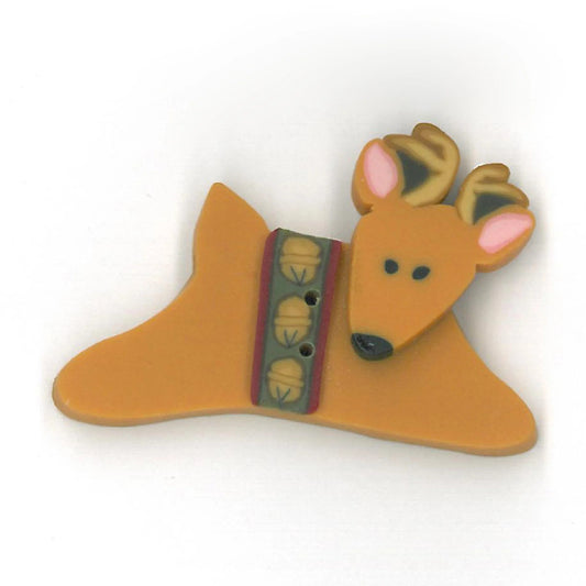Just Another Button Company Flying Reindeer, NH1111 clay 2-hole button