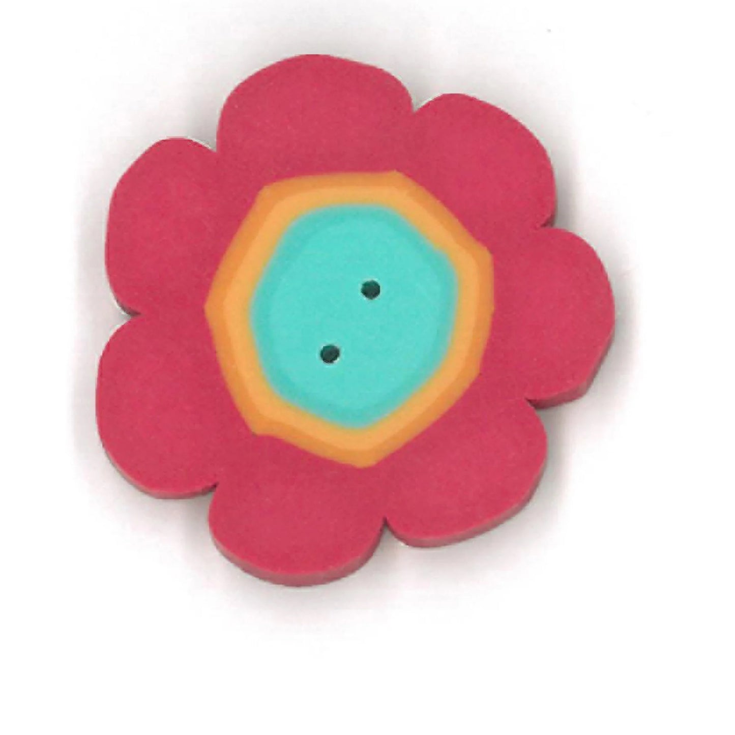 Just Another Button Company Rosy Blossom, NH1116 clay handmade 2-hole flower button