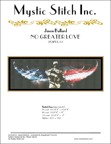 Mystic Stitch No Greater Love JASBUL-02 patriotic cross stitch pattern