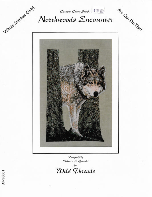 Wild Threads Northwoods Encounter wolf cross stitch pattern