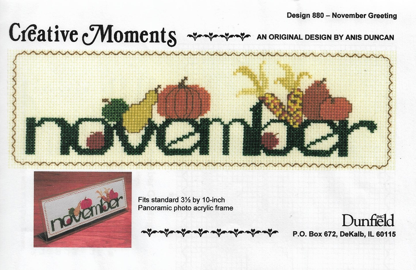 Creative Moments November Greeting 880 cross stitch pattern