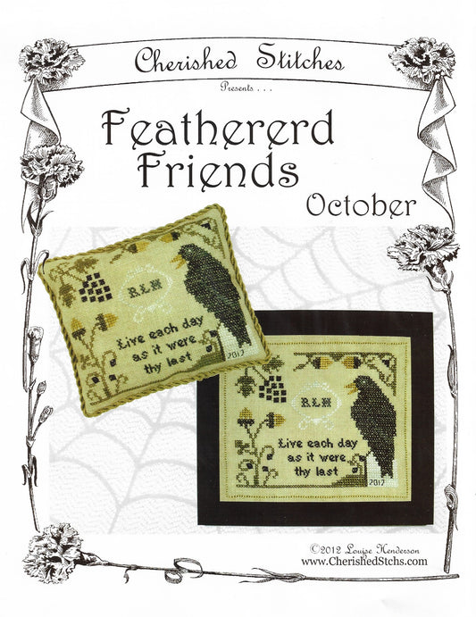 Cherished Stitches Feathered Friends October bird cross stitch pattern