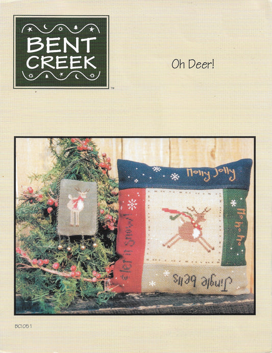 Bent Creek Oh Deer! BC1051 christmas pillow cross stitch pattern