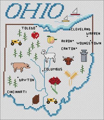 Sue Hillis Ohio SHD Map 35 cross stitch pattern