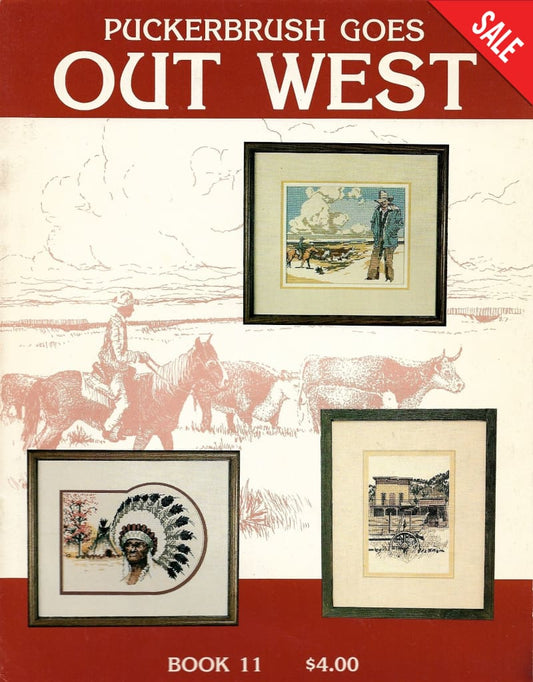 Puckerbrush Goes Out West Book 11 native cowboy cross stitch pattern