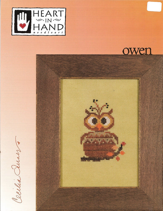 Heart in Hand Owen owl cross stitch pattern