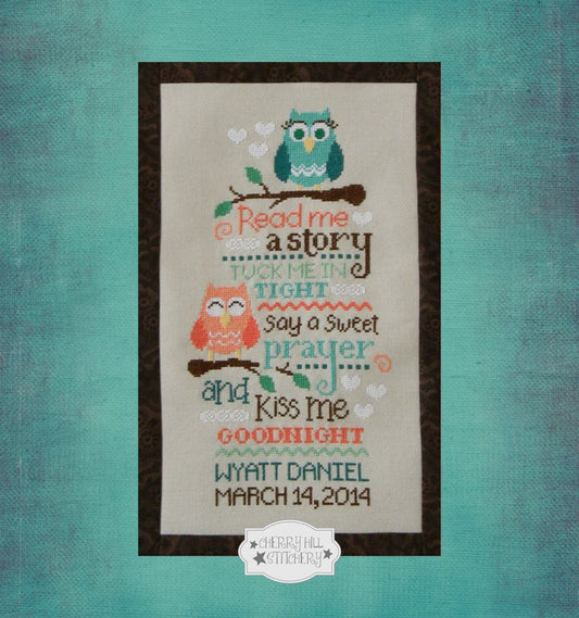 Cherry Hill Stitchery Owl Birth Sampler cross stitch pattern