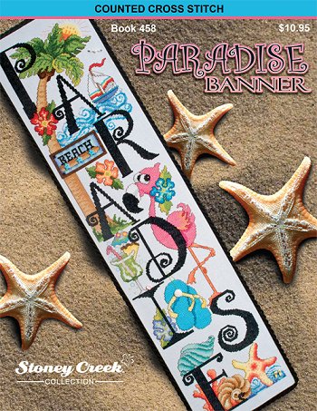 Stoney Creek Paradise Banner BK458 beach cross stitch booklet