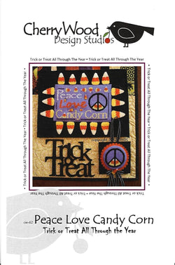 CherryWood Design Studios Peace Love Candy Corn halloween cross stitch pattern