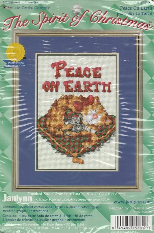 JanLynn Peace on Earth 157-81 christmas cat cross stitch kit