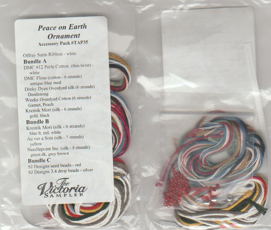 Victoria Sampler Peace On Earth Ornament TAP35 cross stitch acessory pack