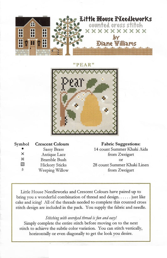 Little House Pear cross stitch pattern
