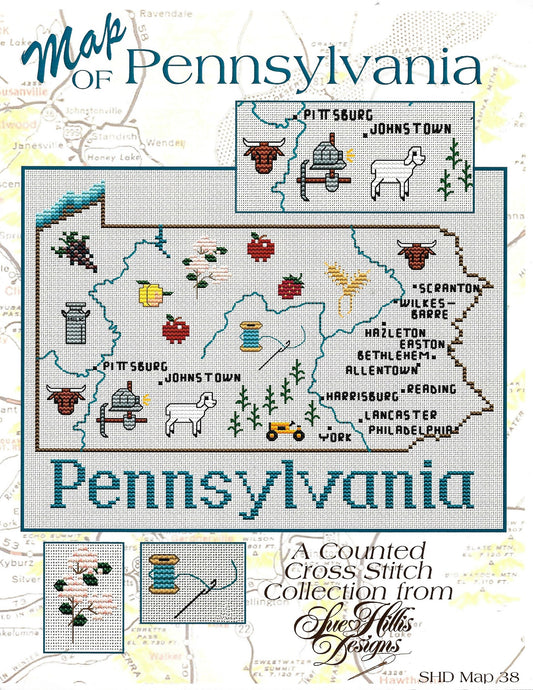 Sue Hillis Pennsylvaia SHD Map 38 cross stitch pattern
