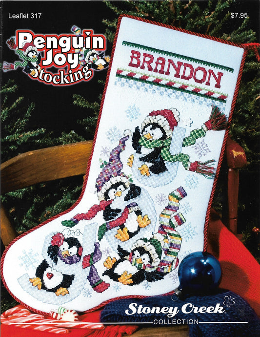 Stoney Creek Penguin Joy LFT317 christmas stocking cross stitch pattern 