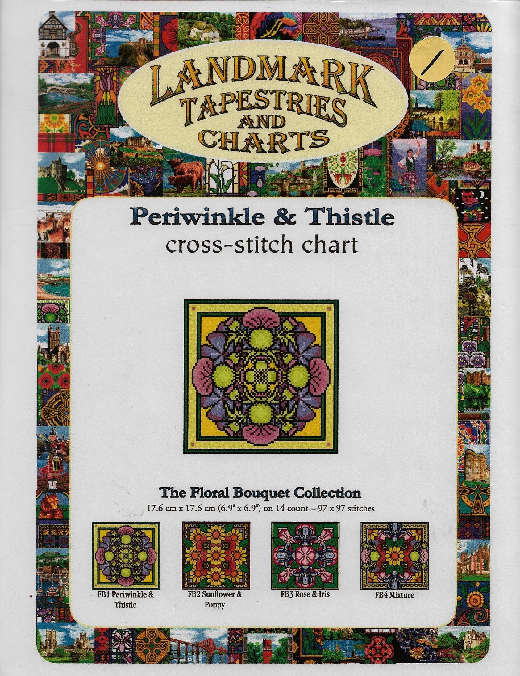 Landmark Periwinkle & Thistle flower cross stitch pattern