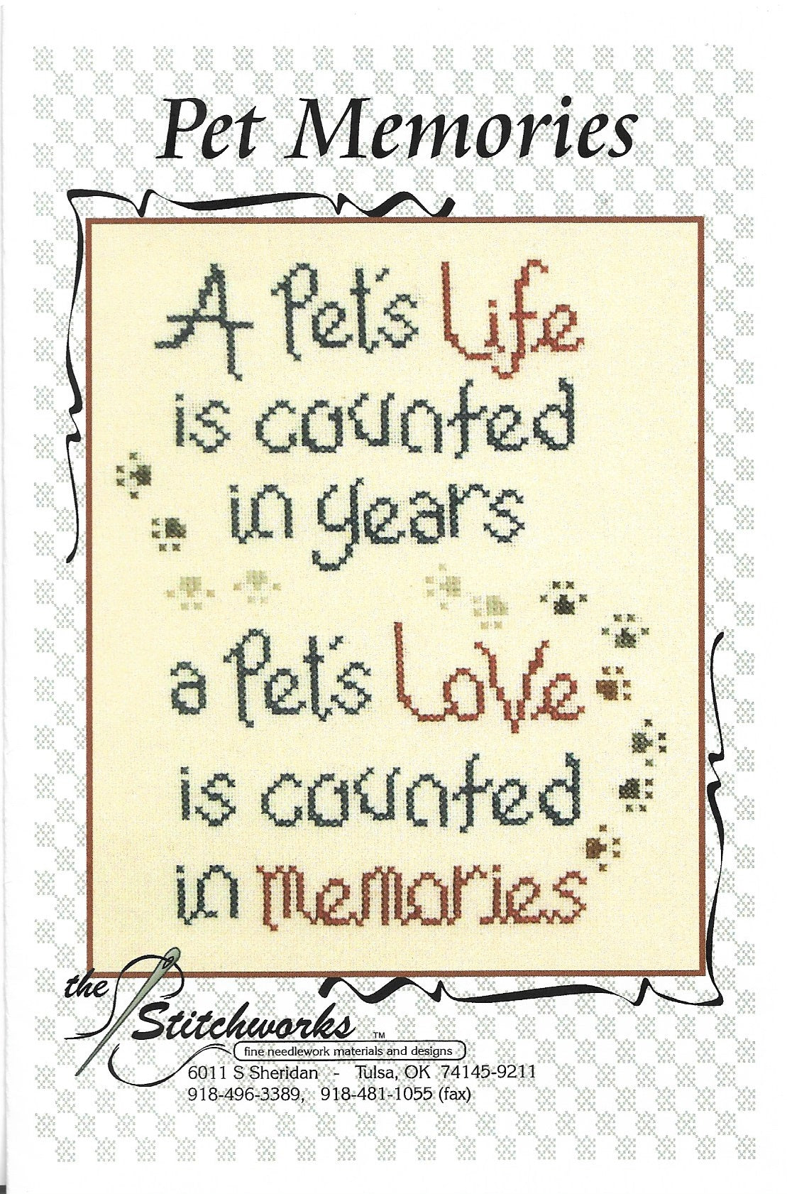 Stitchworks Pet Memories cross stitch pattern