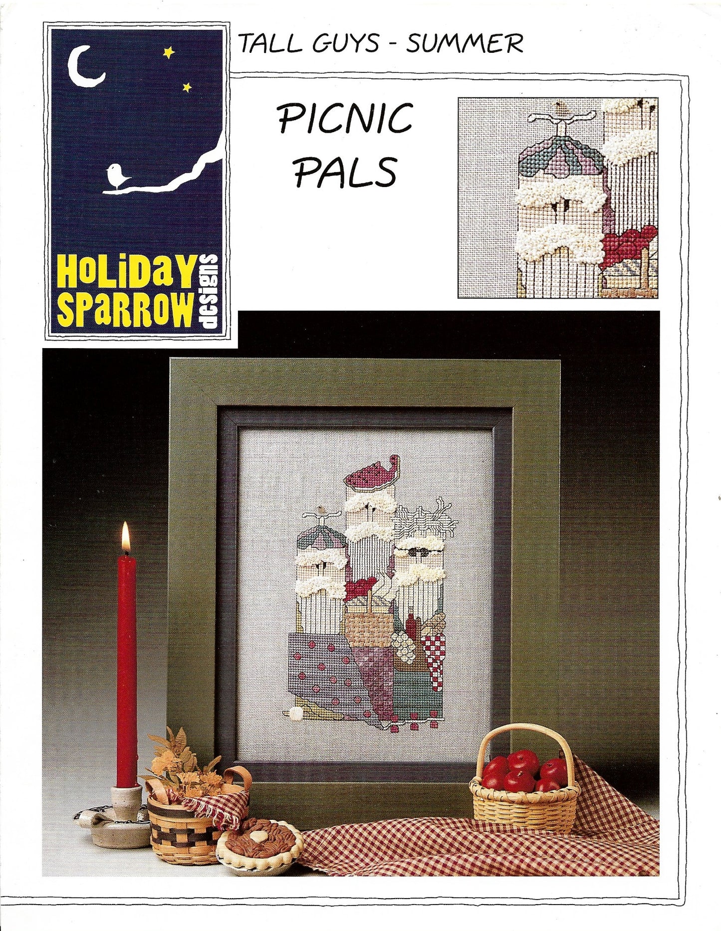 Holiday Sparrow Tall Guys - Picnic Pals cross stitch pattern