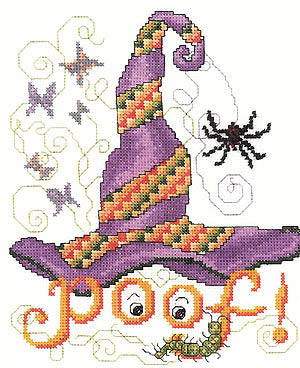 Imaginating Poof Hat halloween cross stitch pattern