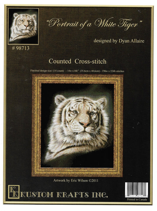 Kustom Krafts Portrait of a White Tiger 98713 cross stitch pattern