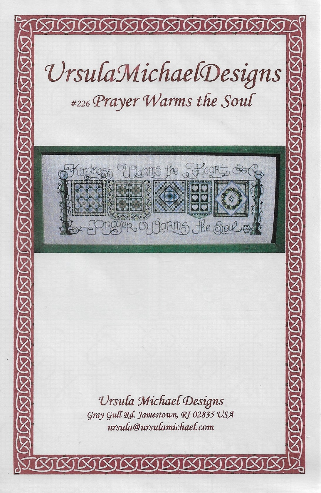 Ursula Michael Designs Prayer warms the soul quilt cross stitch pattern