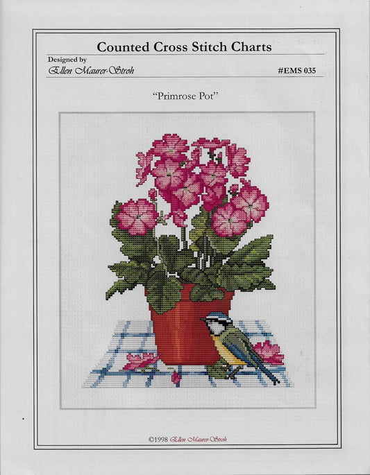 Ellem Baurer-Stroh Primrose Pot flower cross stitch pattern