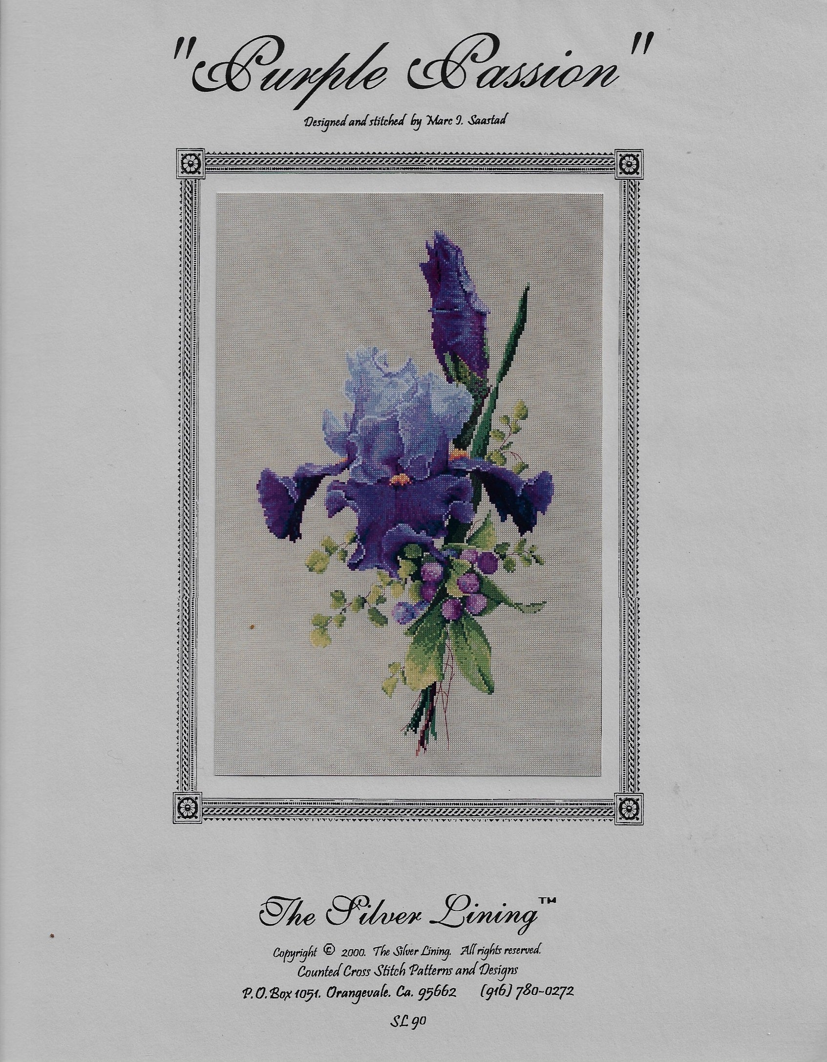 Silver Lining Purple Passion flower cross stitch pattern