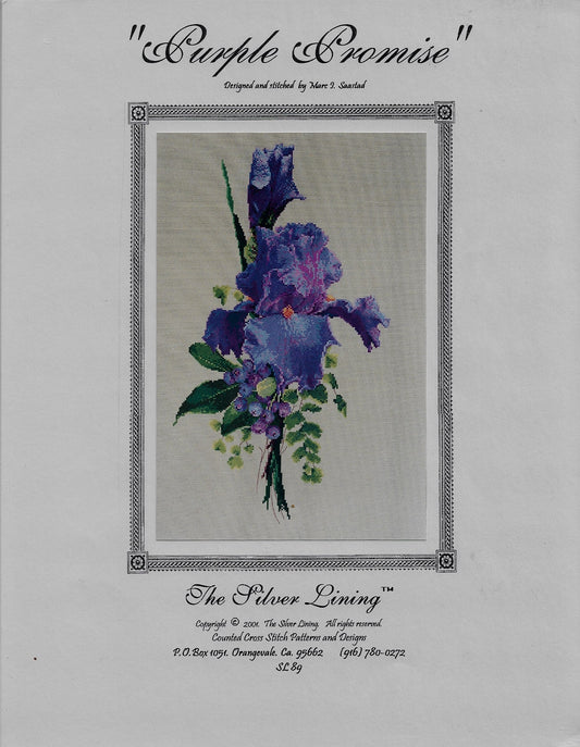 Silver Lining Purple Promise flower cross stitch pattern