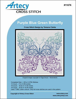 Artesy Purple blue green butterfly tribal cross stitch pattern