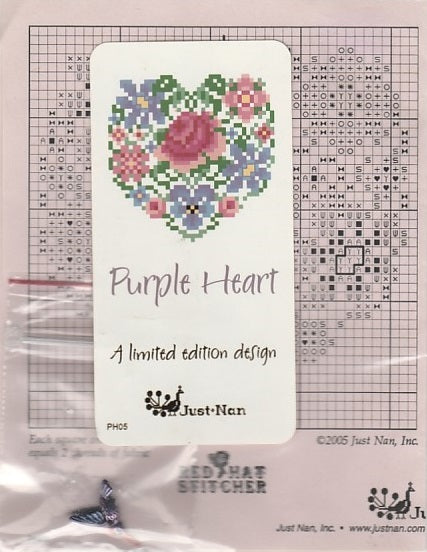 Just Nan Purple Heart PH05 cross stitch pattern