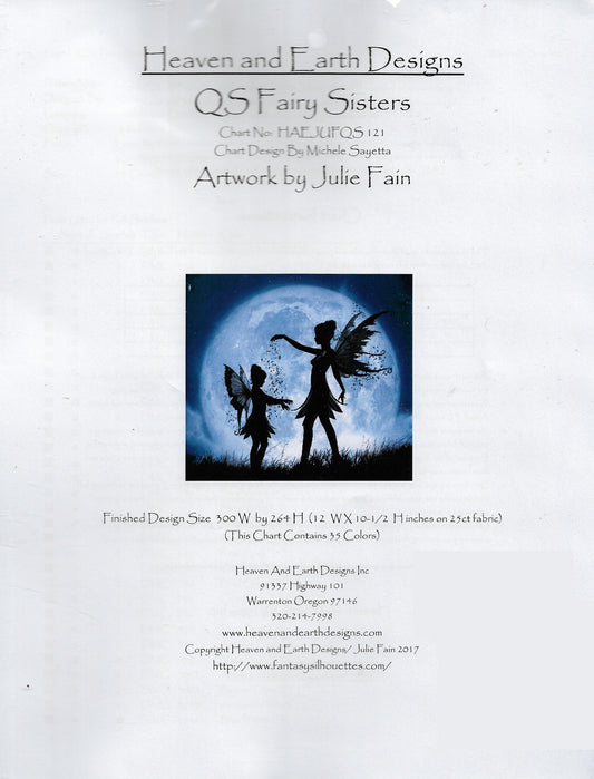 Heaven and Earth Designs QS Fairy Sisters cross stitch pattern
