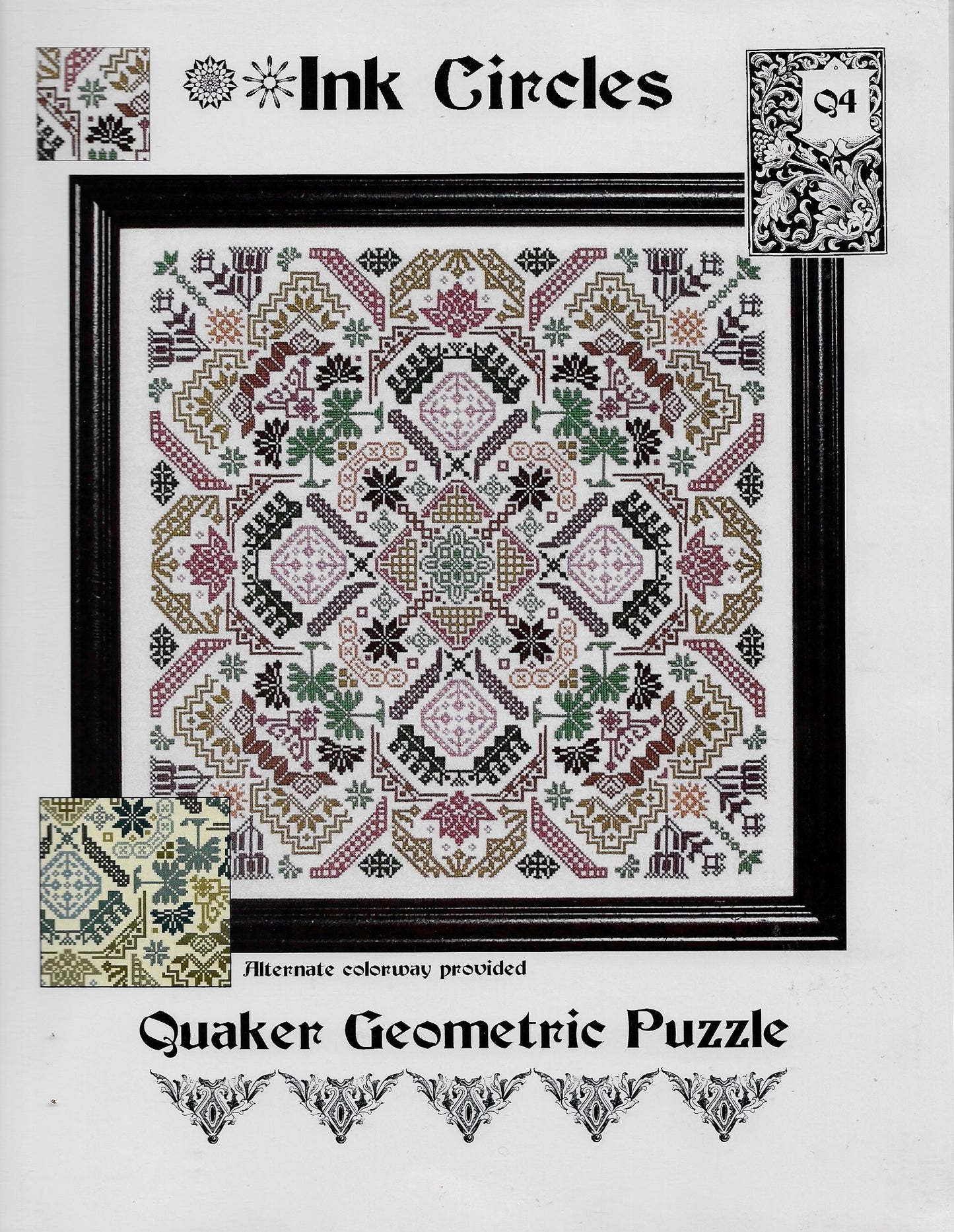 Ink Circles Quaker Geometric Puzzle cross stitch pattern