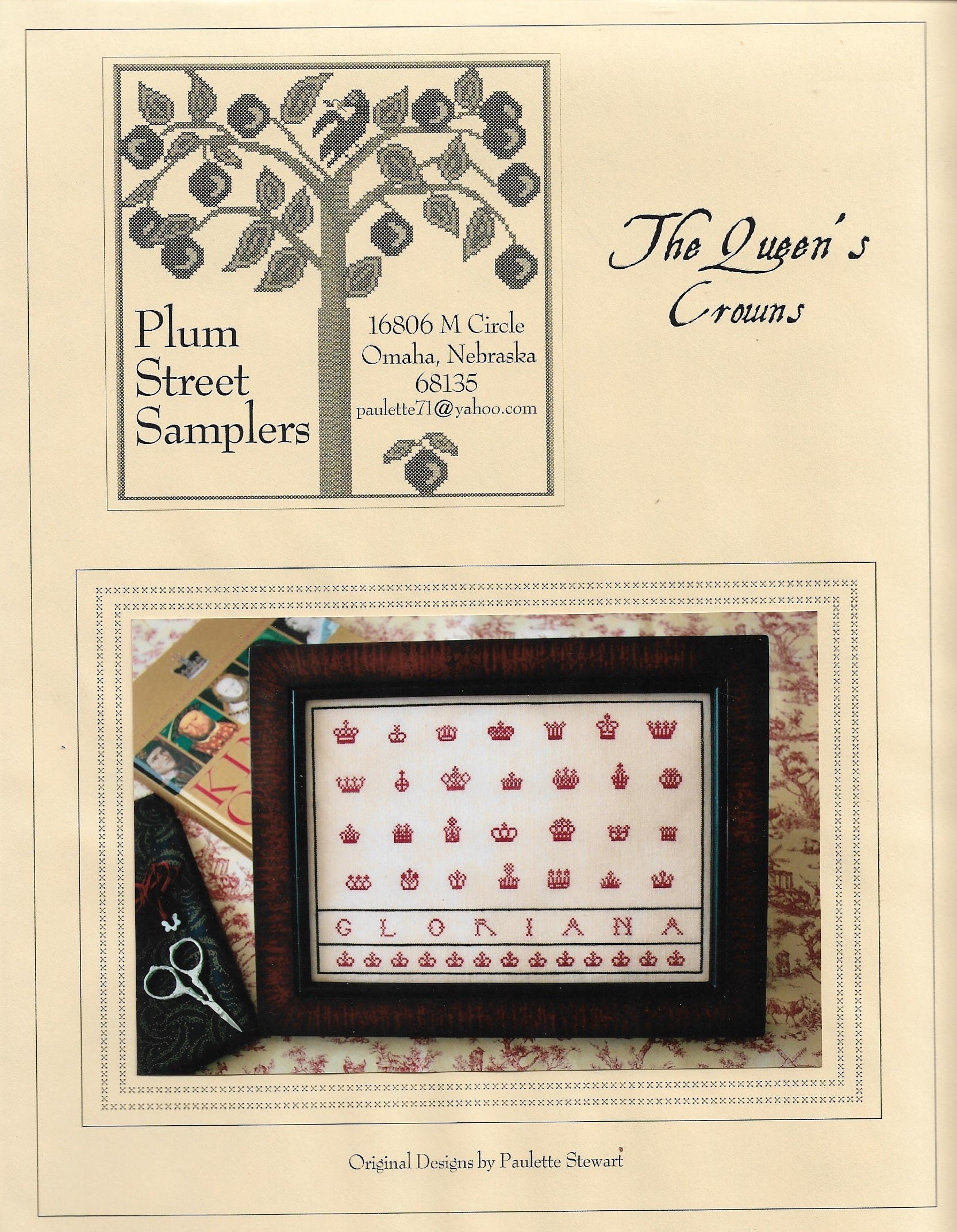 Plum Street Samplers The Queen's Crowns cross stitch pattern