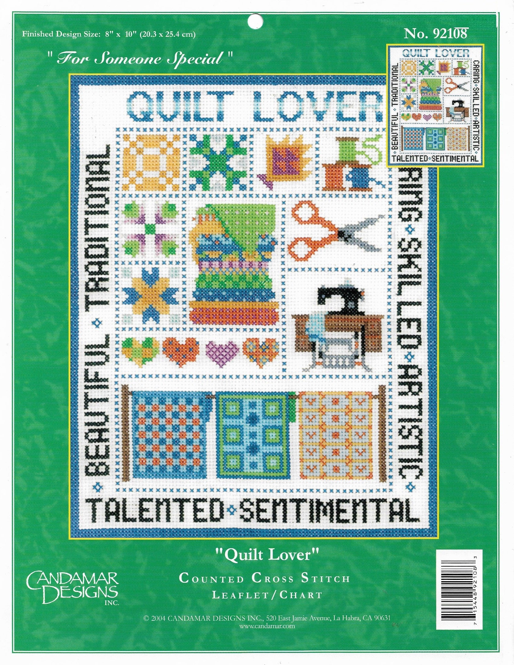 Candamar Quilt Lover 92108 cross stitch pattern