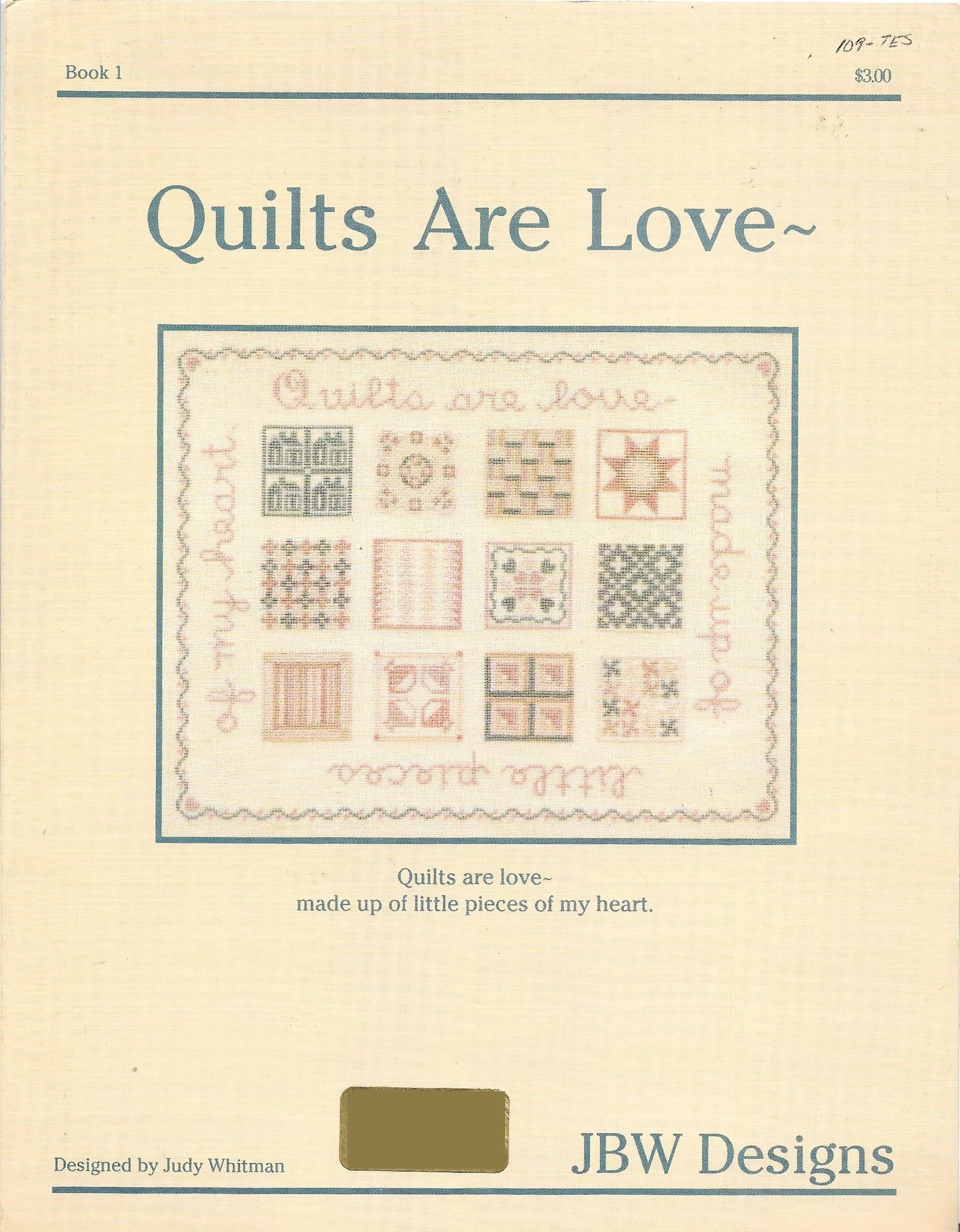 JBW Designs Quilts Are Love cross stitch pattern