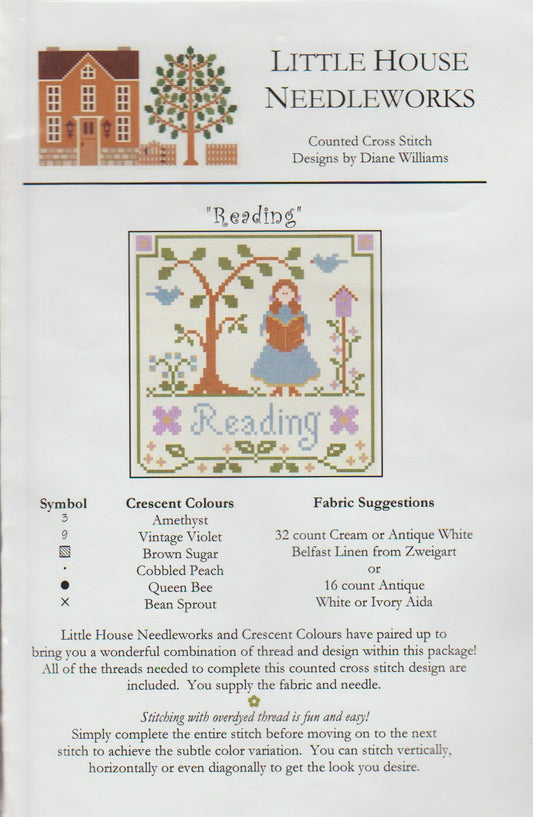 Little House Reading cross stitch pattern