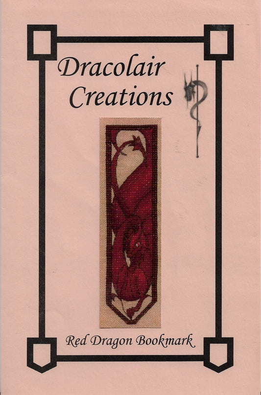 Dracolair Creations Red Dragon Bookmark cross stitch pattern