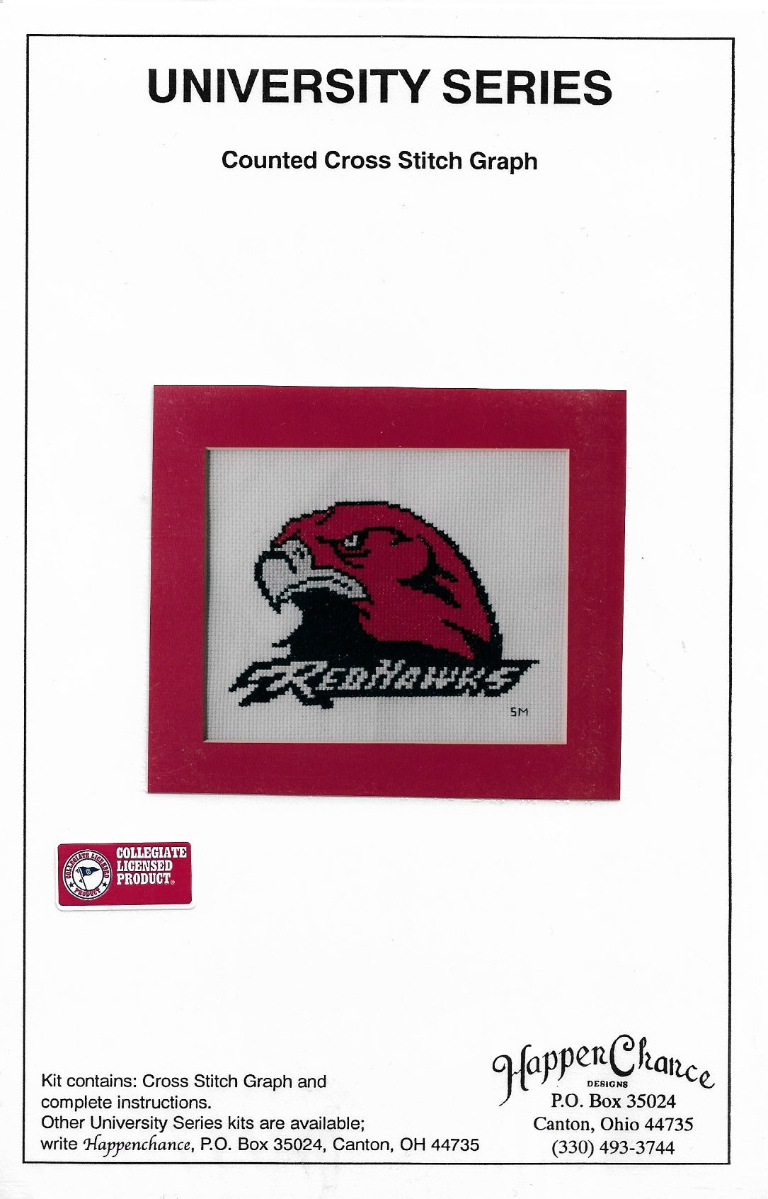 Happen Chance Redhawks University Series cross stitch pattern